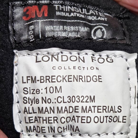NEW!!! London Fog Breckenridge Black Insulated Hiking Boots 10M Waterproof - Picture 8 of 8